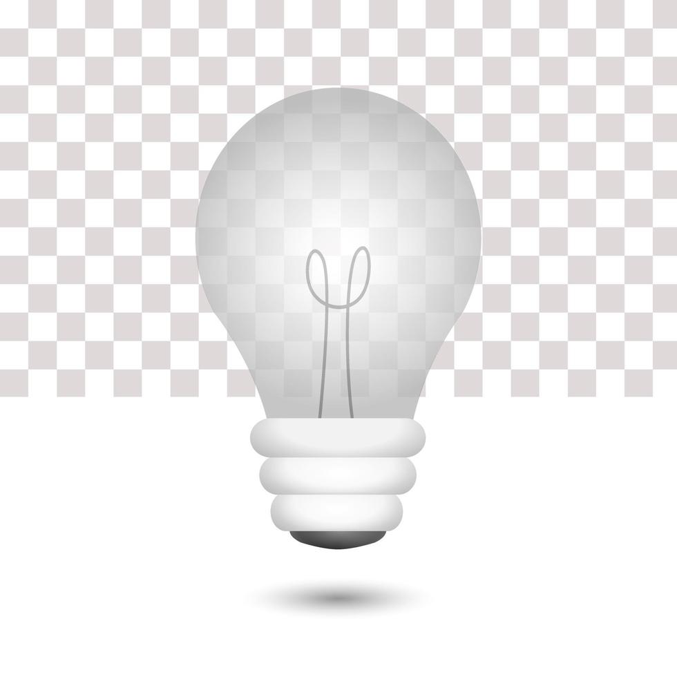 3d energy light bulb ideas. Transparent light bulb. white background. Energy and idea symbol. vector illustration