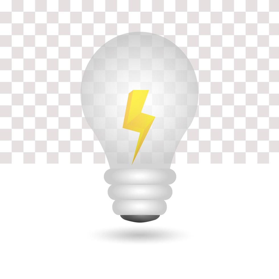 3d energy light bulb ideas. Transparent light bulb. white background. Energy and idea symbol. vector illustration