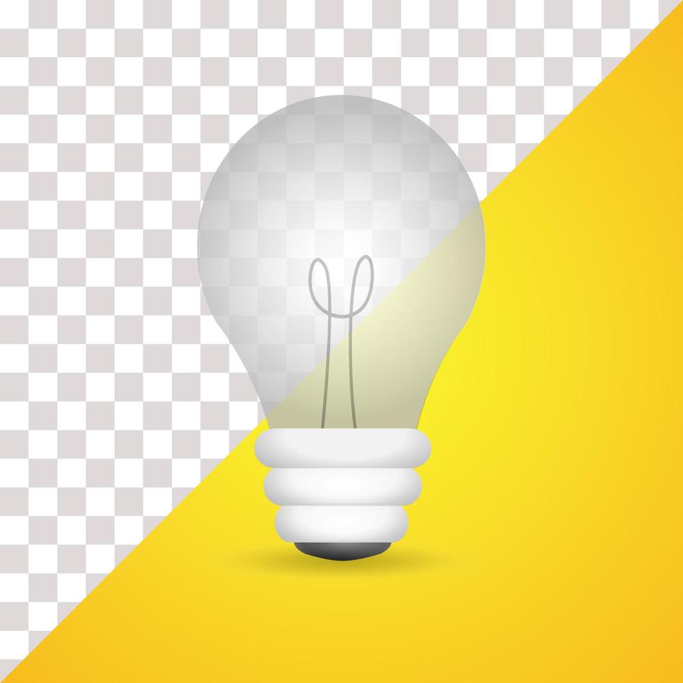 3d energy light bulb ideas. Transparent light bulb. yellow background. Energy and idea symbol. vector illustration