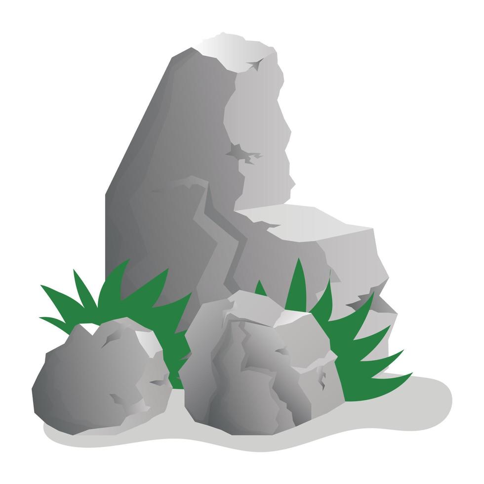 grupo de grandes piedras con hierba al estilo de las caricaturas vector