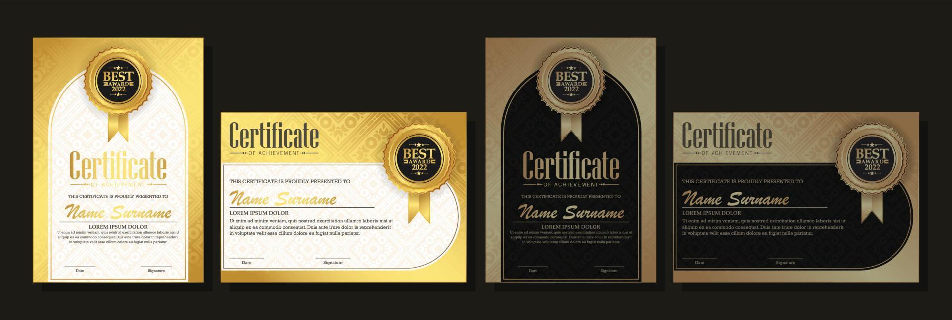 Classic certificate of achievement award template vector