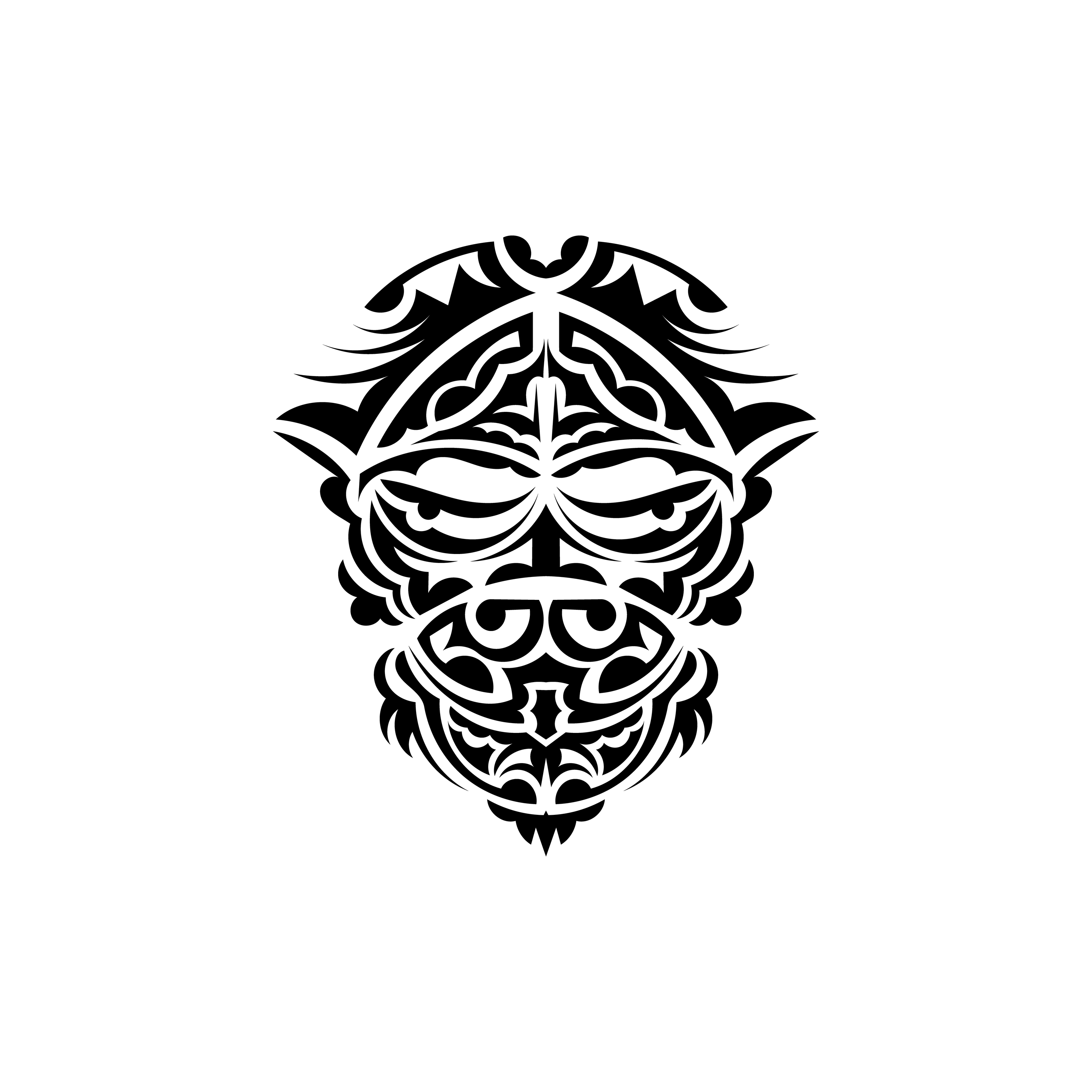 Tribal mask. Monochrome ethnic patterns. Black tattoo in Maori style.  Isolated on white background. Hand drawn vector illustration. 5939218  Vector Art at Vecteezy