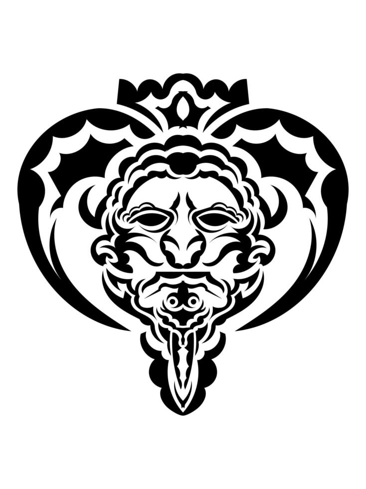 Tribal mask. Traditional totem symbol. Black tattoo in the style of the ancient tribes. vector