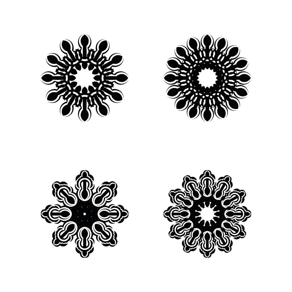 conjunto de 4 adornos de mandala. aislado sobre fondo blanco. vector. vector