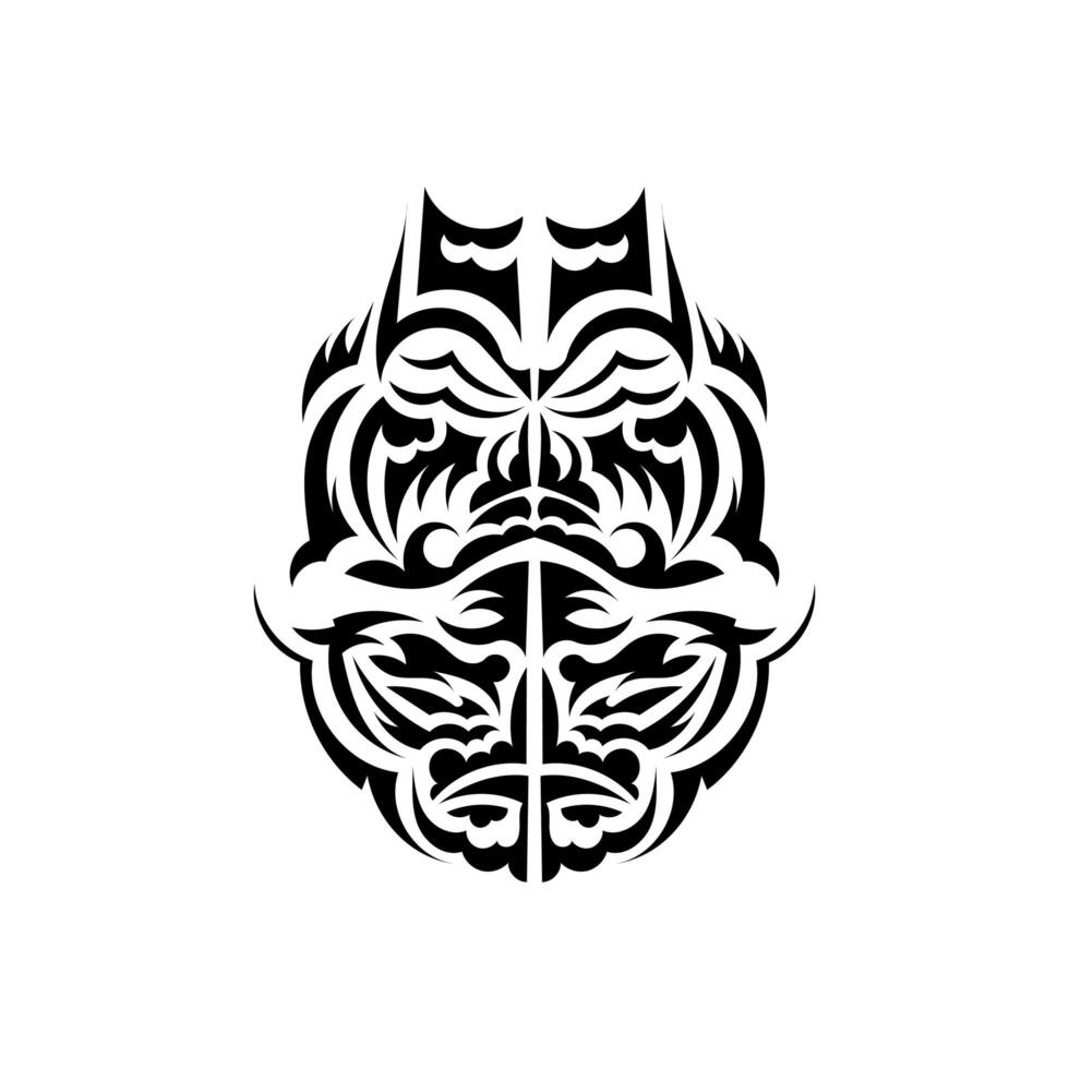 Tiki mask design. Traditional decor pattern from Polynesia and Hawaii. Isolated on white background. Ready tattoo template. Vector. vector