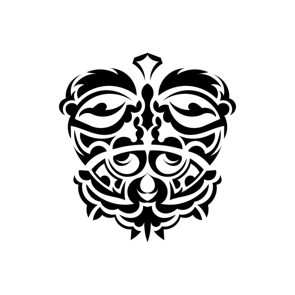 Samurai mask. Traditional totem symbol. Black tattoo in the style of the ancient tribes. Isolated on white background. Vector. vector