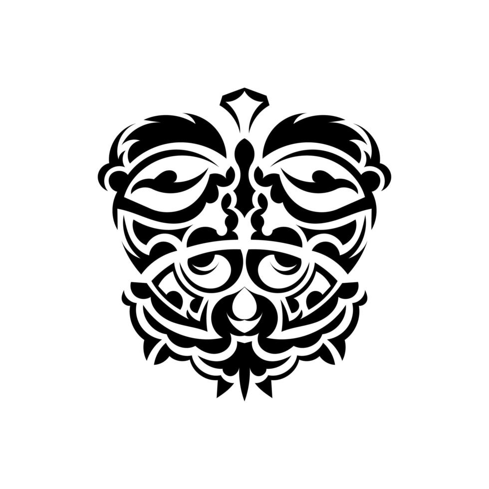 Samurai mask. Traditional totem symbol. Black tattoo in the style of the ancient tribes. Isolated on white background. Vector. vector