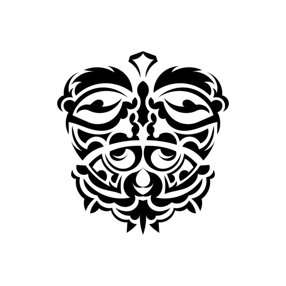 Samurai mask. Traditional totem symbol. Black tattoo in the style of the ancient tribes. Isolated on white background. Vector. vector