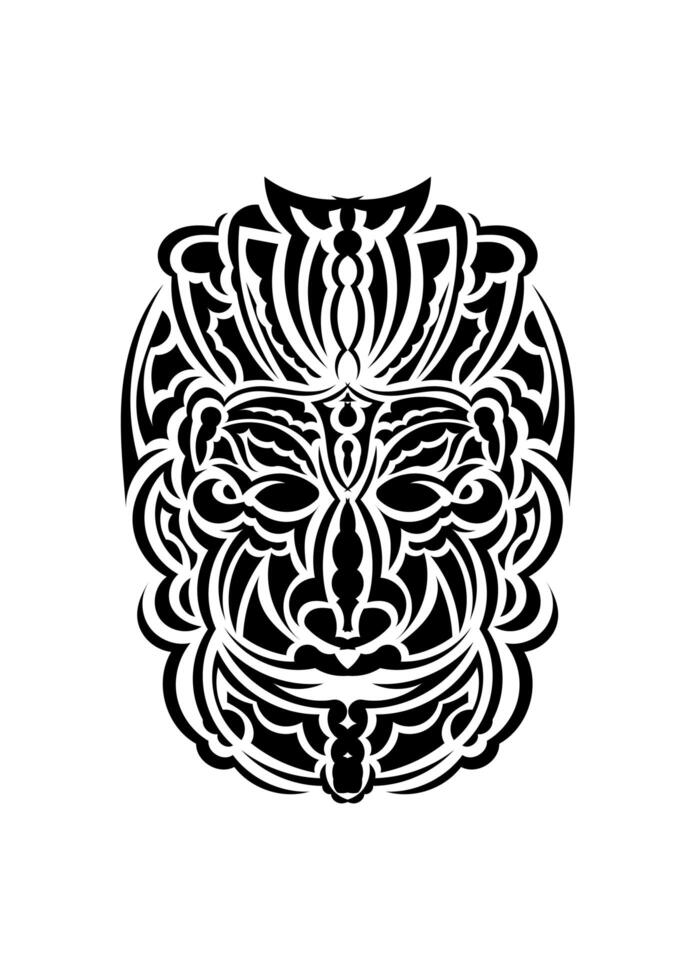 Tribal mask. Monochrome ethnic patterns. Black tattoo in Maori style. Isolated. Vector. vector