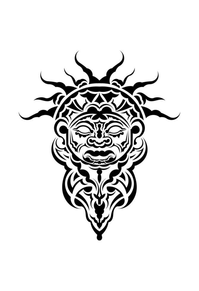 Tribal mask. Monochrome ethnic patterns. Black tattoo in Maori style. Isolated. Vector. vector