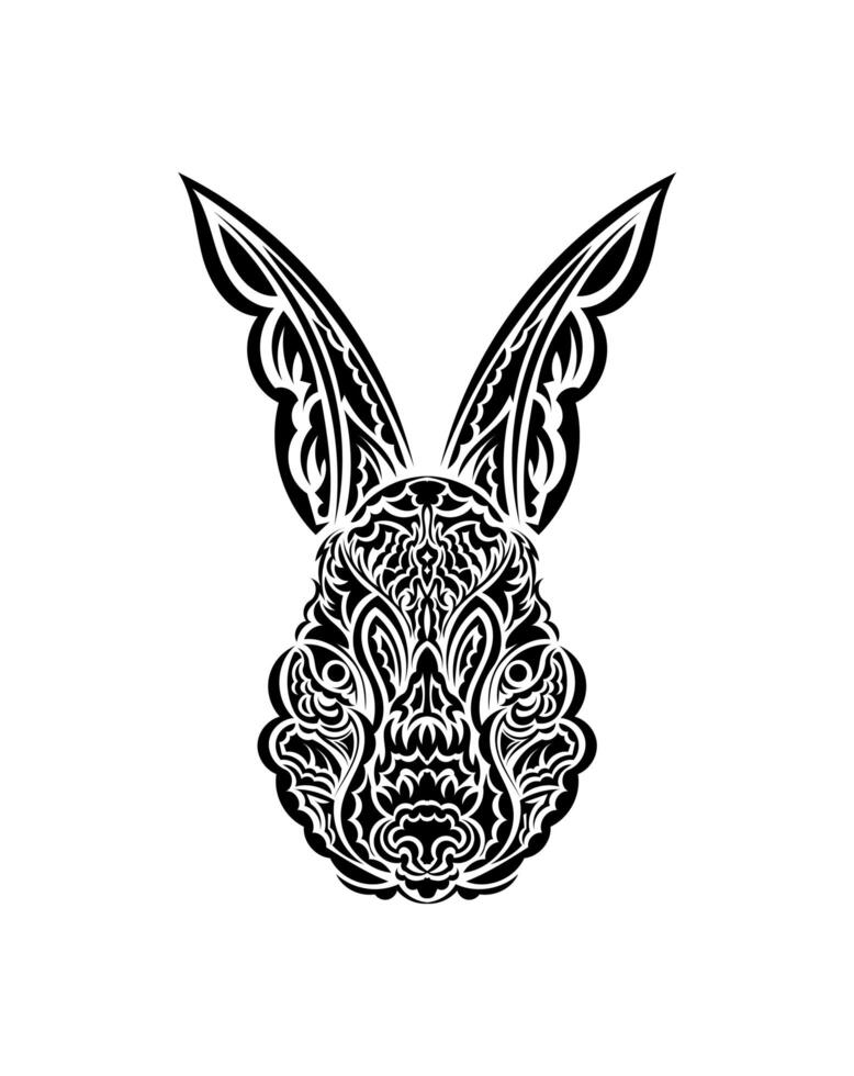 Head of a hare in tattoo style. Isolated symbol of 2023. Handmade. vector