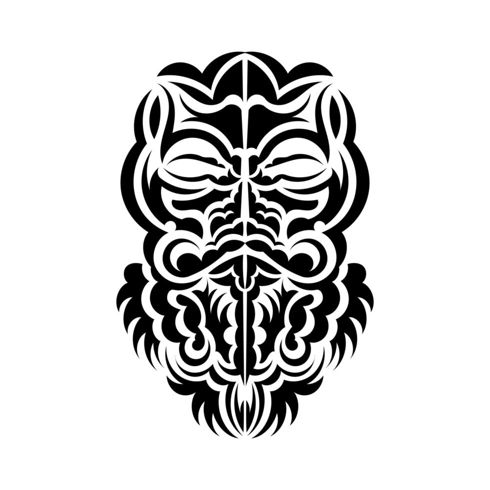 Tiki mask design. Frightening masks in the local ornament of Polynesia. Isolated. Flat style. Vector illustration.