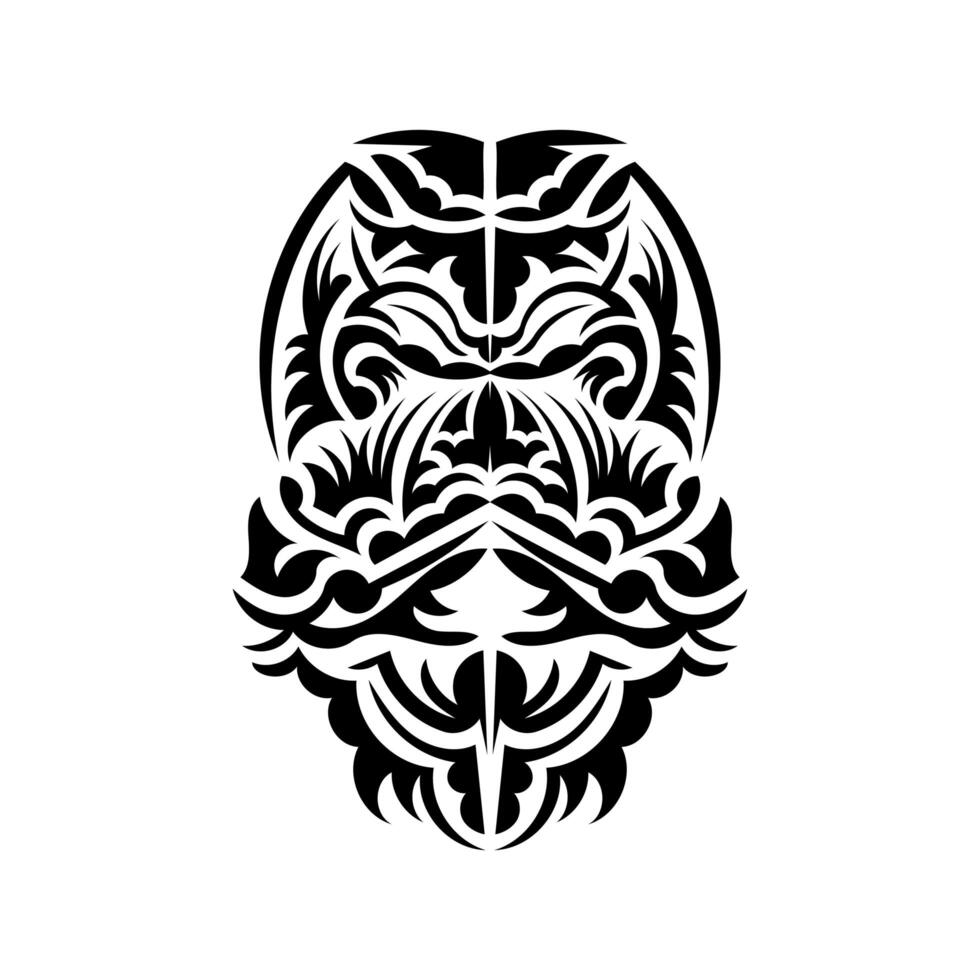 Tiki mask design. Traditional decor pattern from Polynesia and Hawaii. Isolated on white background. Tattoo sketch. Vector. vector