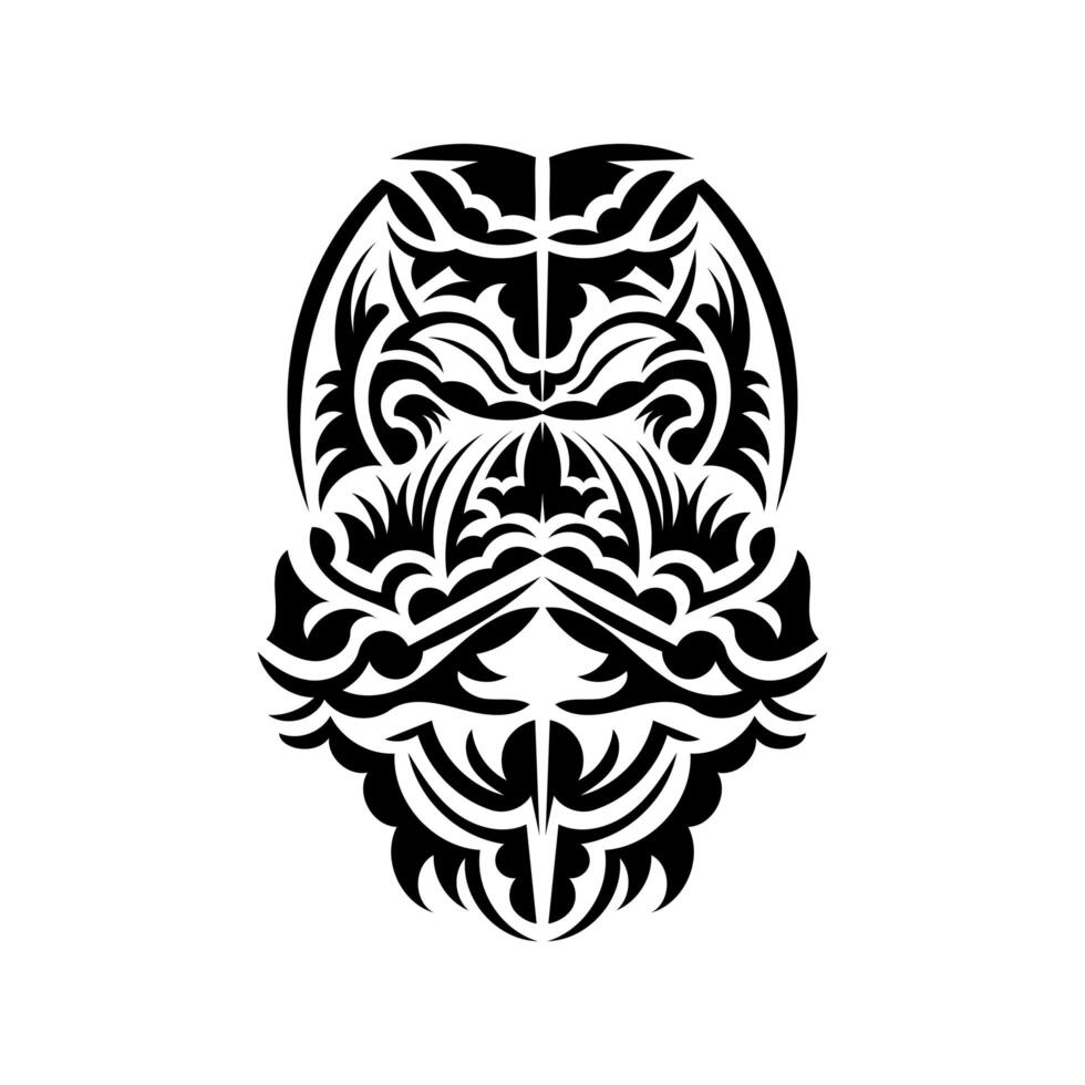 diseño de máscara tiki. patrón de decoración tradicional de polinesia y hawaii. aislado sobre fondo blanco. boceto de tatuaje vector. vector