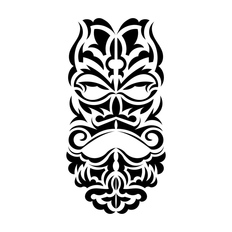 diseño de máscara tiki. máscaras aterradoras en el adorno local de polinesia. aislado. boceto de tatuaje ilustración vectorial vector