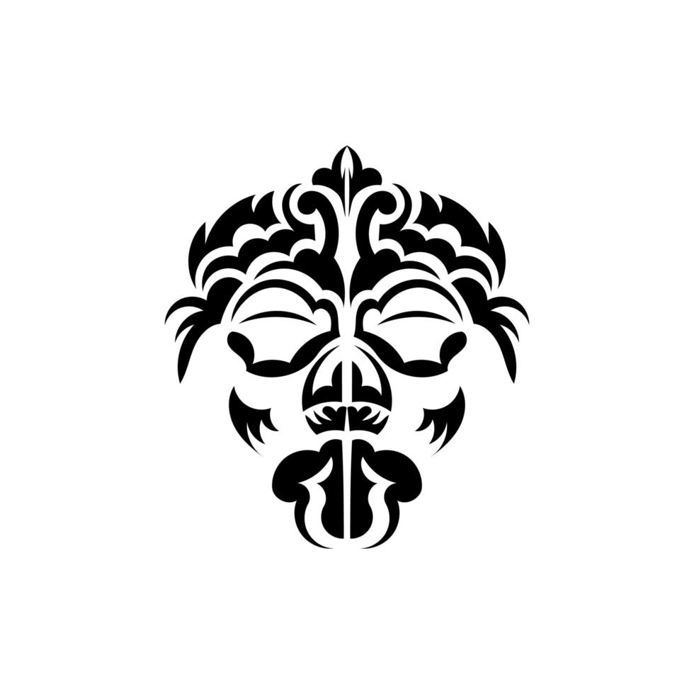 Maori mask. Traditional decor pattern from Polynesia and Hawaii. Isolated. Ready tattoo template. Vector illustration.
