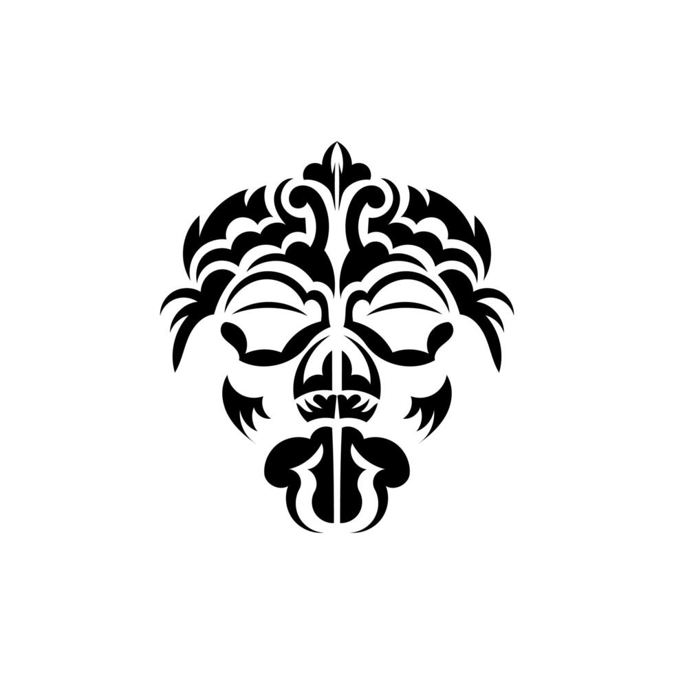 Maori mask. Traditional decor pattern from Polynesia and Hawaii. Isolated. Ready tattoo template. Vector illustration.