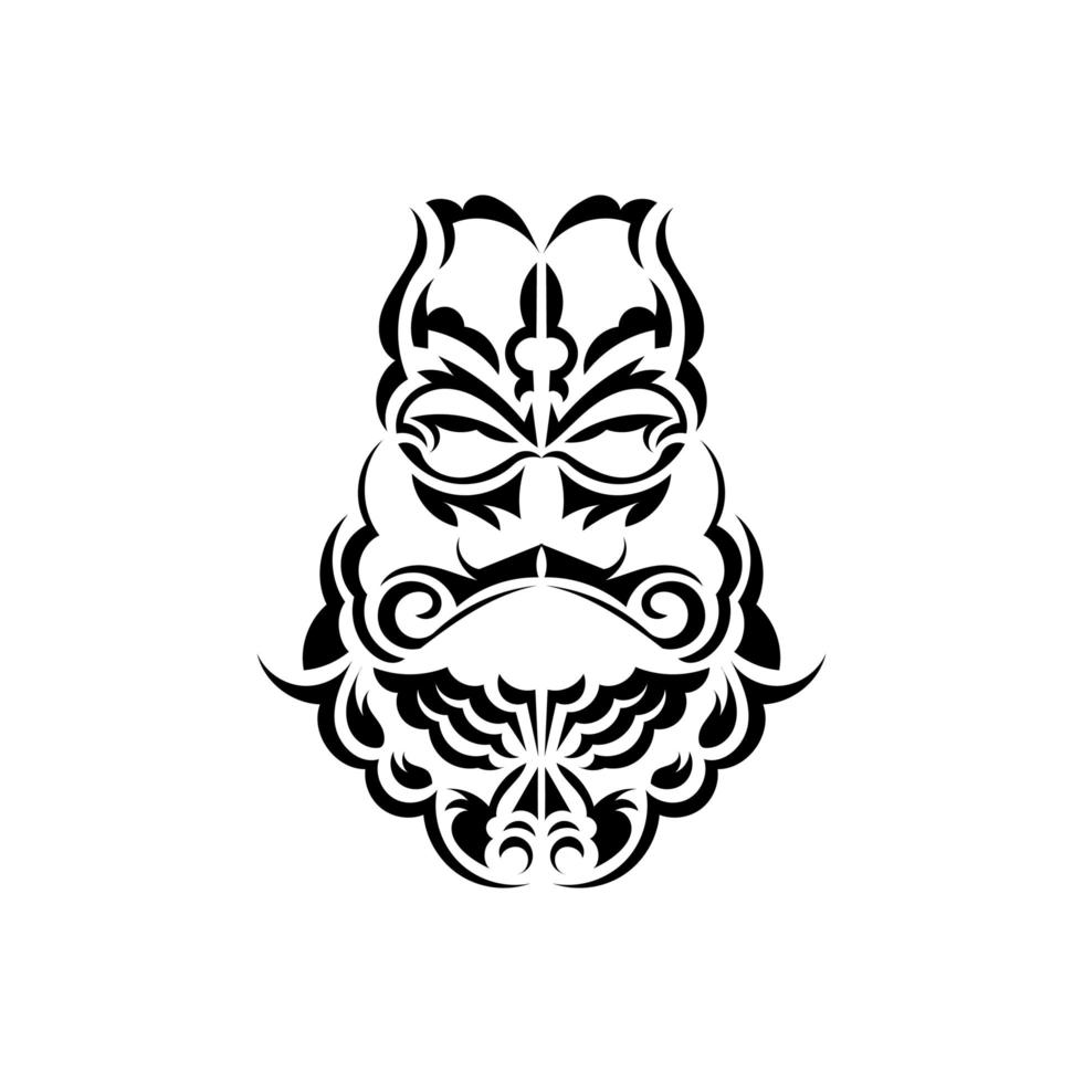 Maori mask. Frightening masks in the local ornament of Polynesia. Isolated on white background. Flat style. Vector illustration.