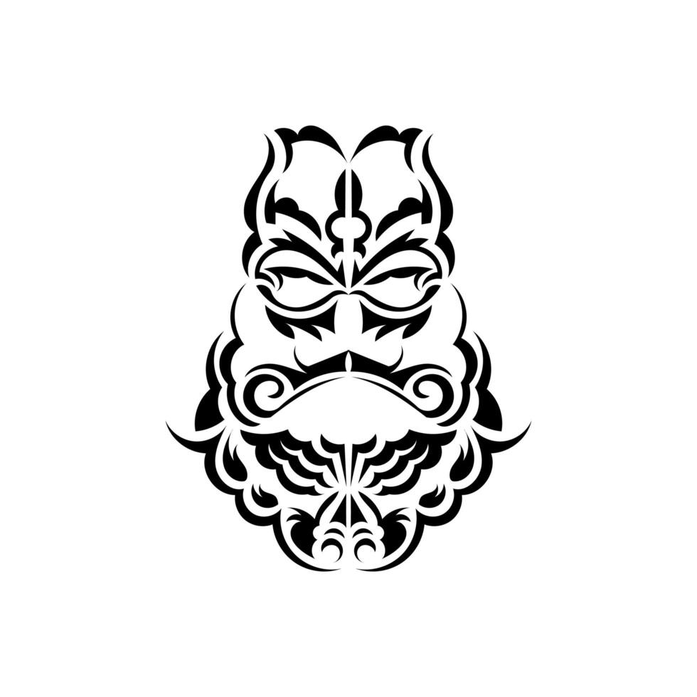 Maori mask. Frightening masks in the local ornament of Polynesia. Isolated on white background. Flat style. Vector illustration.