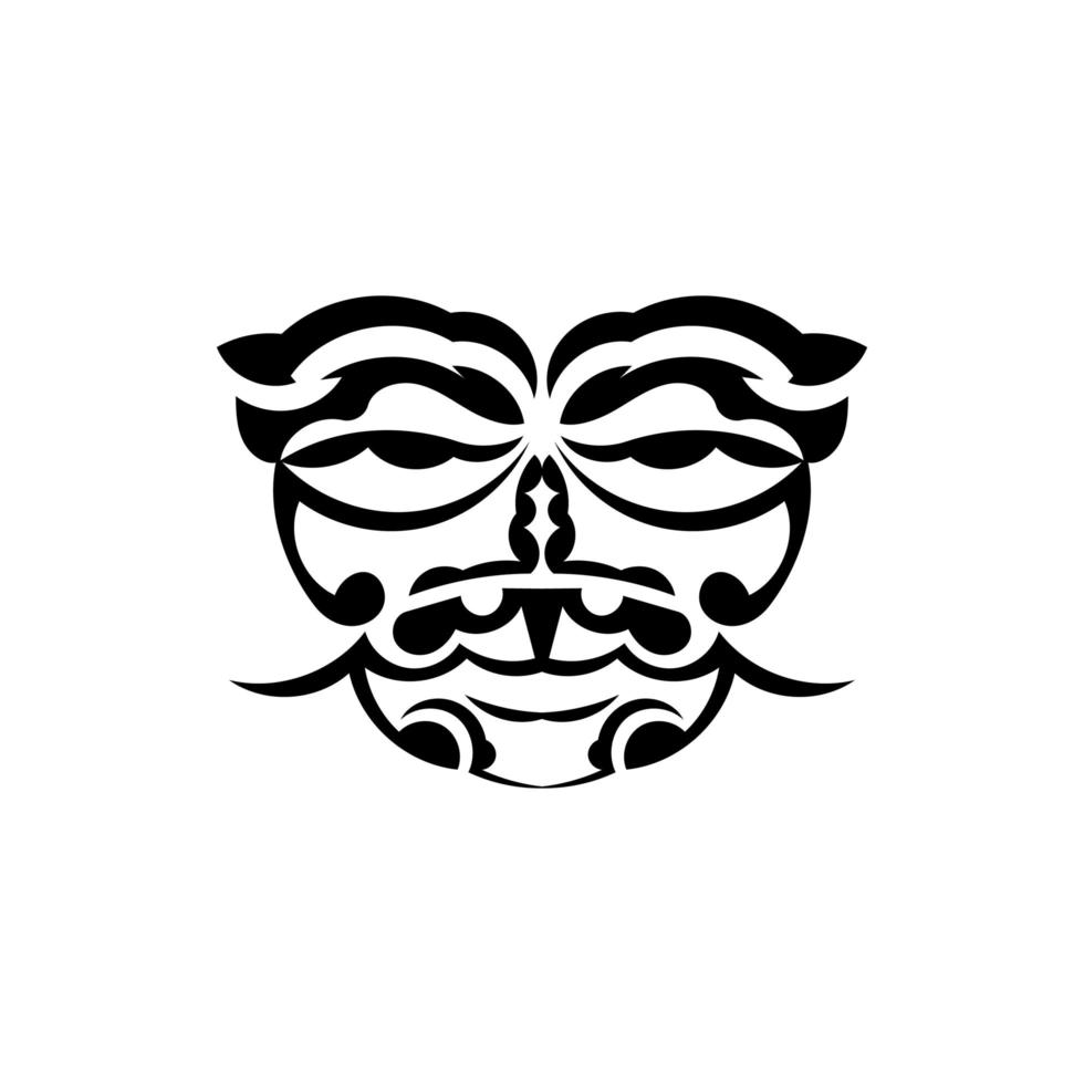 mascara tribal. símbolo de tótem tradicional. tatuaje negro al estilo de las tribus antiguas. aislado sobre fondo blanco. ilustración vectorial dibujada a mano. vector