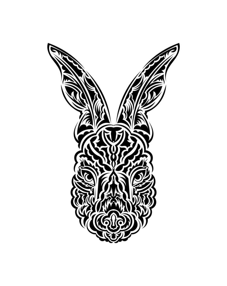 Head of a hare in tattoo style. Isolated symbol of 2023. Handmade. vector