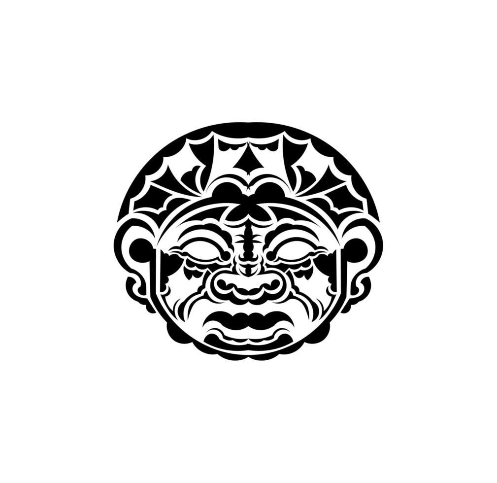 Tribal mask. Monochrome ethnic patterns. Black tattoo in Maori style. Isolated. Vector. vector