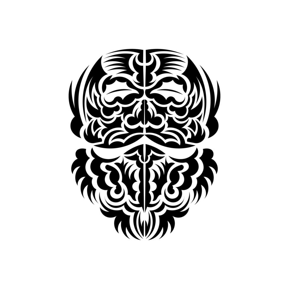 Tiki mask design. Traditional decor pattern from Polynesia and Hawaii. Isolated. Tattoo sketch. Vector illustration.