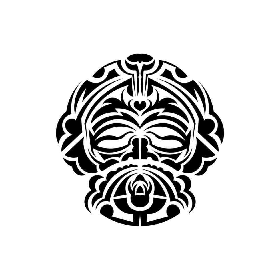 máscara de samurái. símbolo de tótem tradicional. tatuaje tribal negro. color blanco y negro, estilo plano. ilustración vectorial dibujada a mano. vector