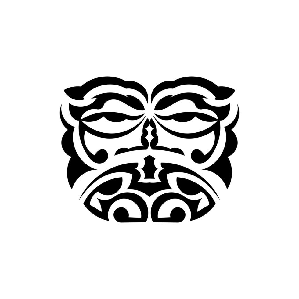 Samurai mask. Traditional totem symbol. Black tattoo in samoan style. Isolated. Vector illustration.