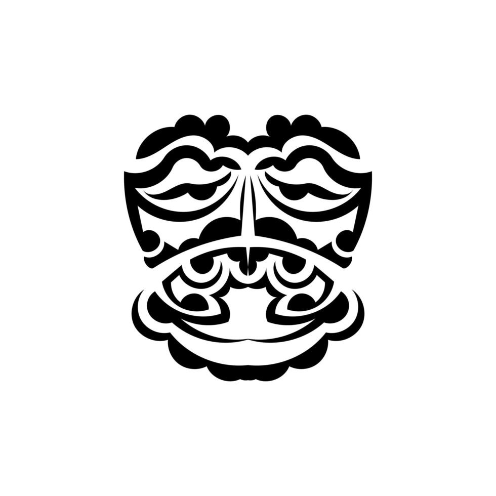 Tribal mask. Traditional totem symbol. Black tattoo in the style of the ancient tribes. Black and white color, flat style. Vector illustration.