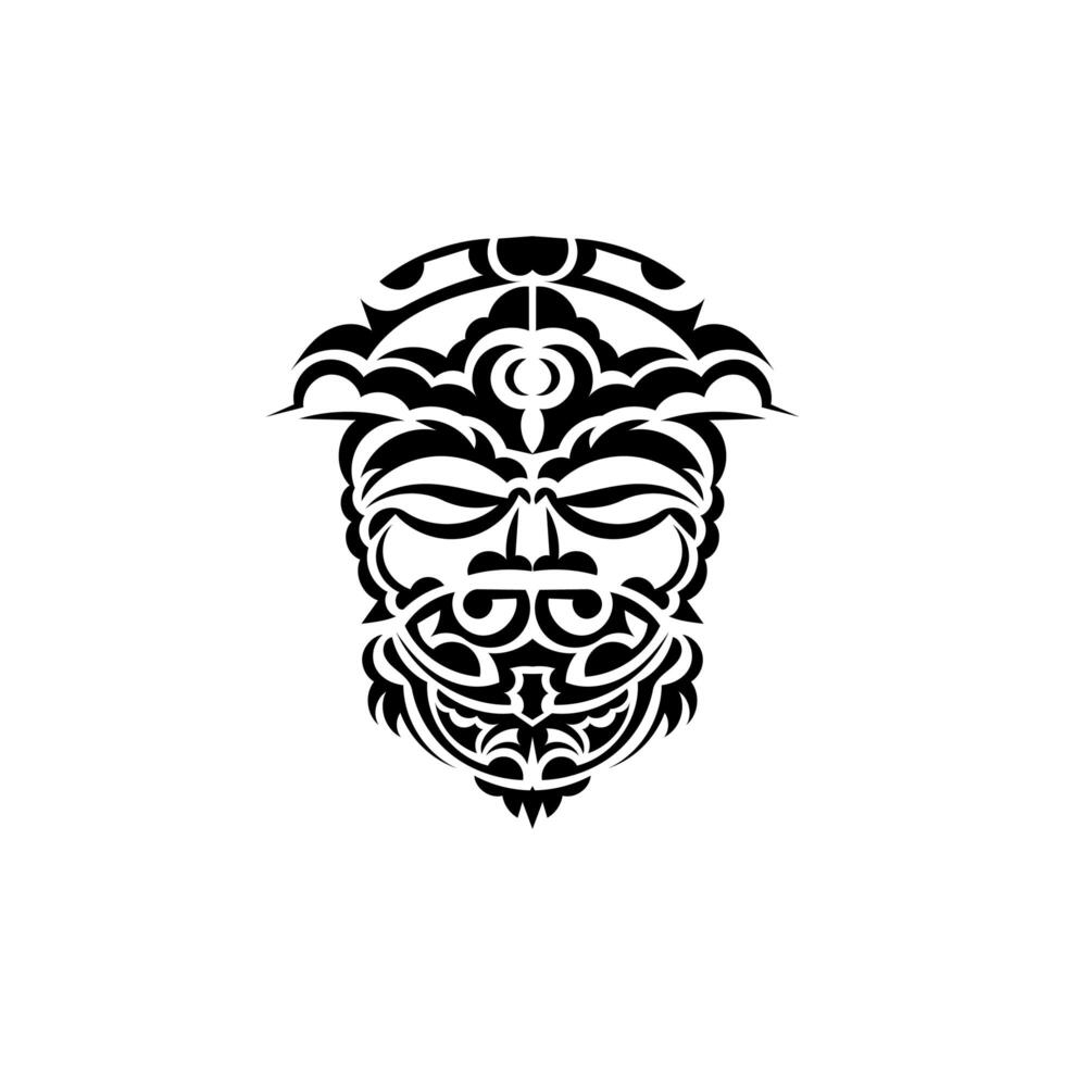 Tribal mask. Monochrome ethnic patterns. Black tattoo in samoan style. Isolated on white background. Vector. vector