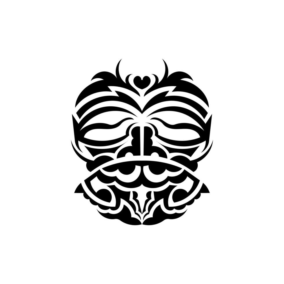 mascara tribal. patrones étnicos monocromáticos. tatuaje negro al estilo samoano. aislado sobre fondo blanco. ilustración vectorial dibujada a mano. vector