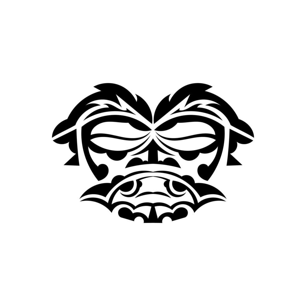 Tribal mask. Traditional totem symbol. Black tattoo in samoan style. Isolated. Vector illustration.