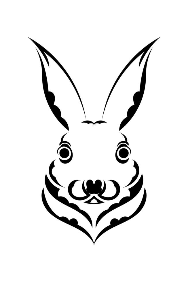 Head of a hare in tattoo style. Isolated symbol of 2023. Handmade. vector