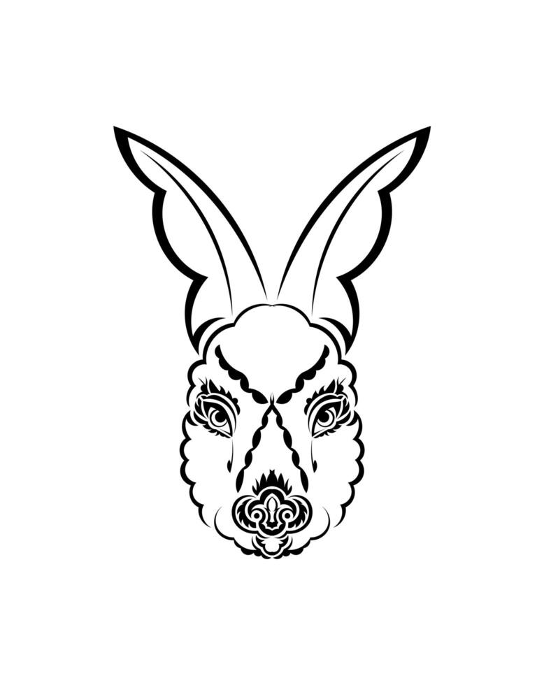 Head of a hare in tattoo style. Isolated symbol of 2023. Handmade. vector