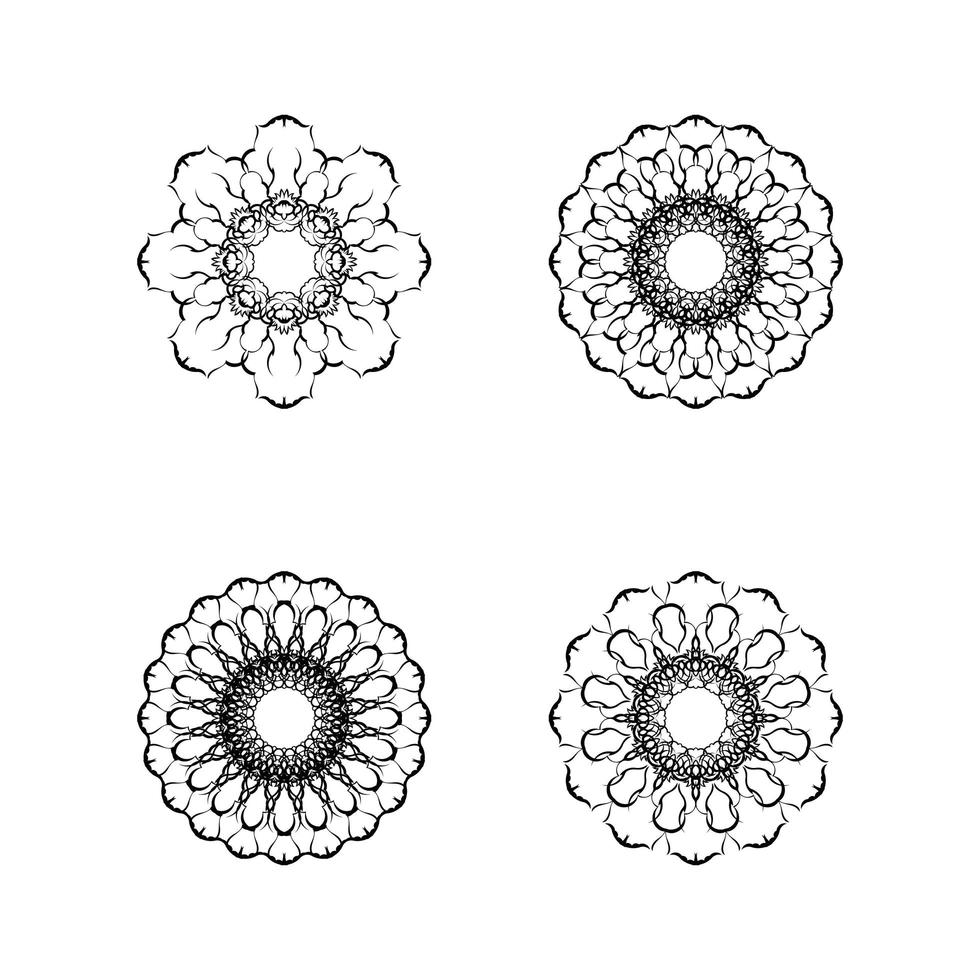 Set of 4 mandala ornaments. Isolated on white background. Veil illustration. vector