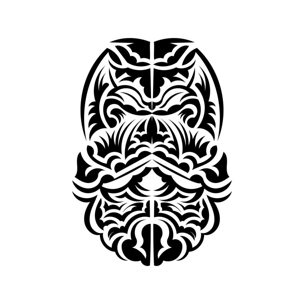 Tiki mask design. Native Polynesians and Hawaiians tiki illustration in black and white. Isolated on white background. Flat style. Vector. vector