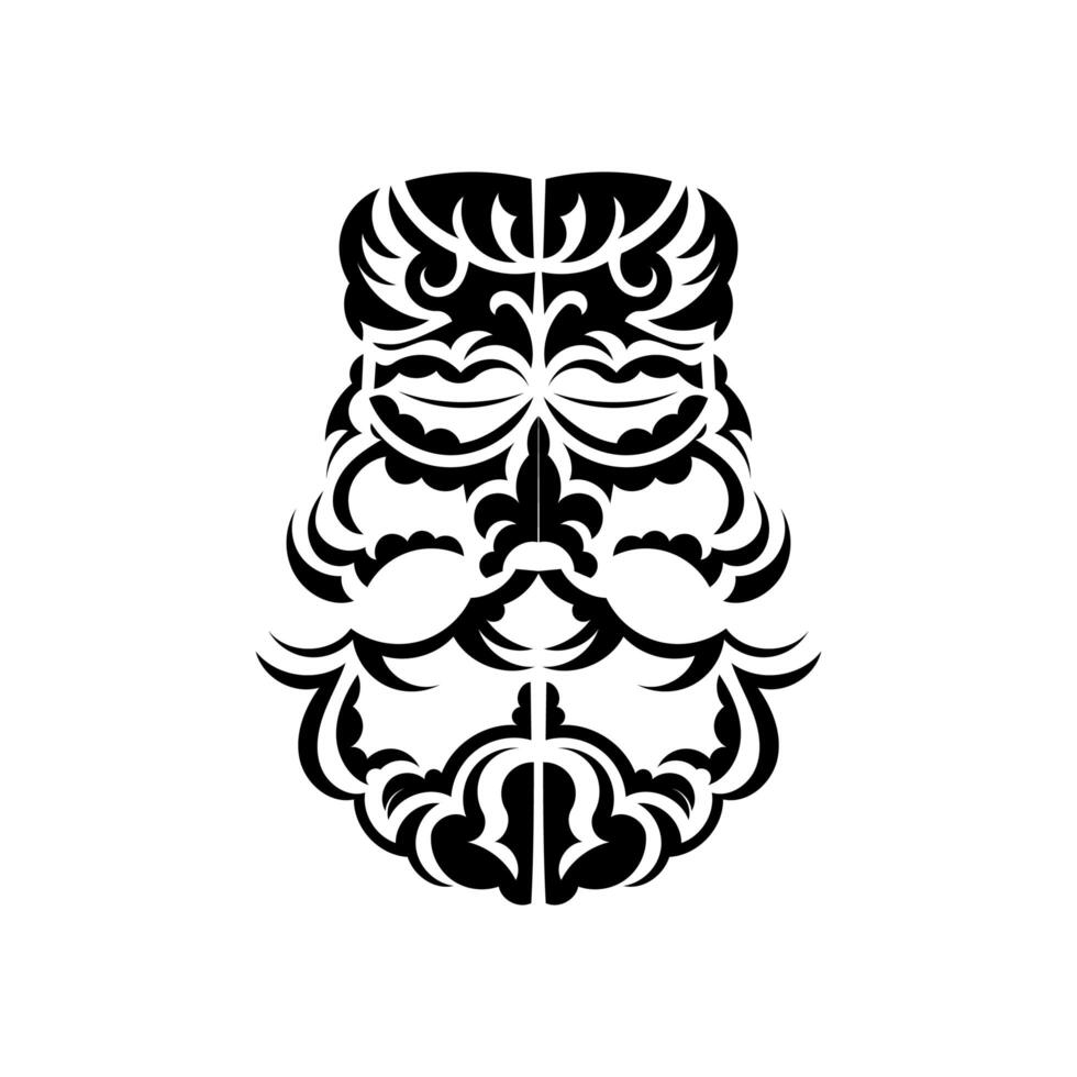 Black and white Tiki mask. Traditional decor pattern from Polynesia and Hawaii. Isolated. Tattoo sketch. Vector. vector