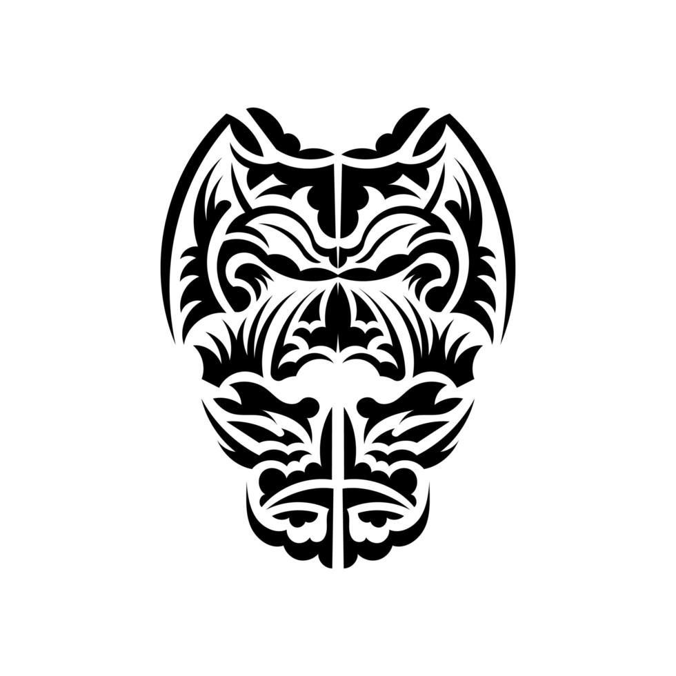 máscara tiki en blanco y negro. polinesios nativos y hawaianos ilustración tiki en blanco y negro. aislado. plantilla de tatuaje lista. vector. vector