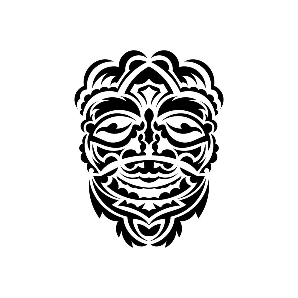 Samurai mask. Traditional totem symbol. Black tribal tattoo. Isolated on white background. Vector. vector