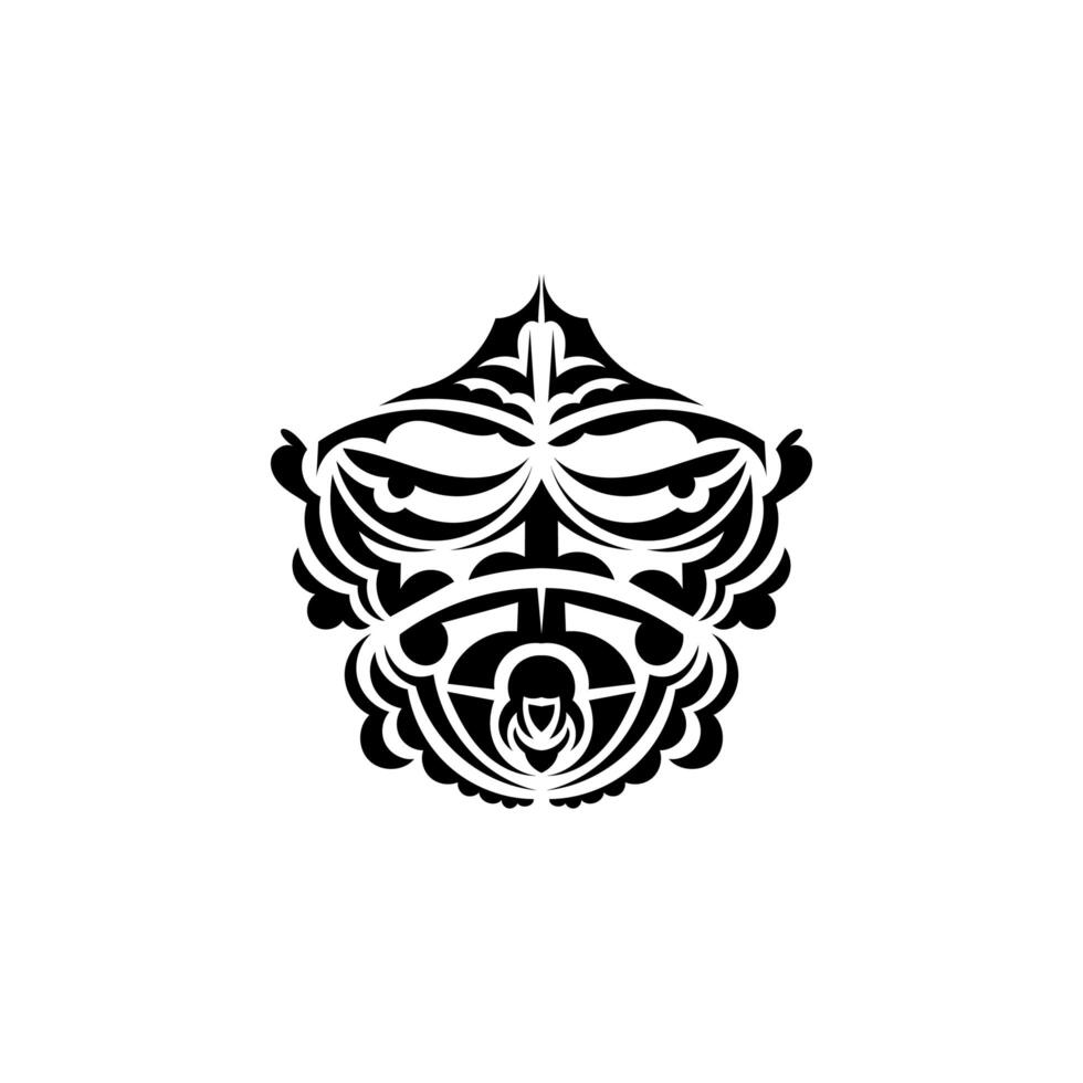 Tribal mask. Monochrome ethnic patterns. Black tattoo in the style of the ancient tribes. Black and white color, flat style. Vector. vector