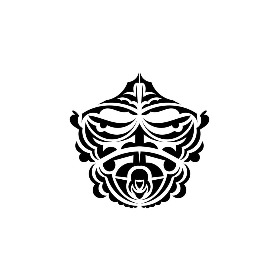 Tribal mask. Monochrome ethnic patterns. Black tattoo in the style of the ancient tribes. Black and white color, flat style. Vector. vector