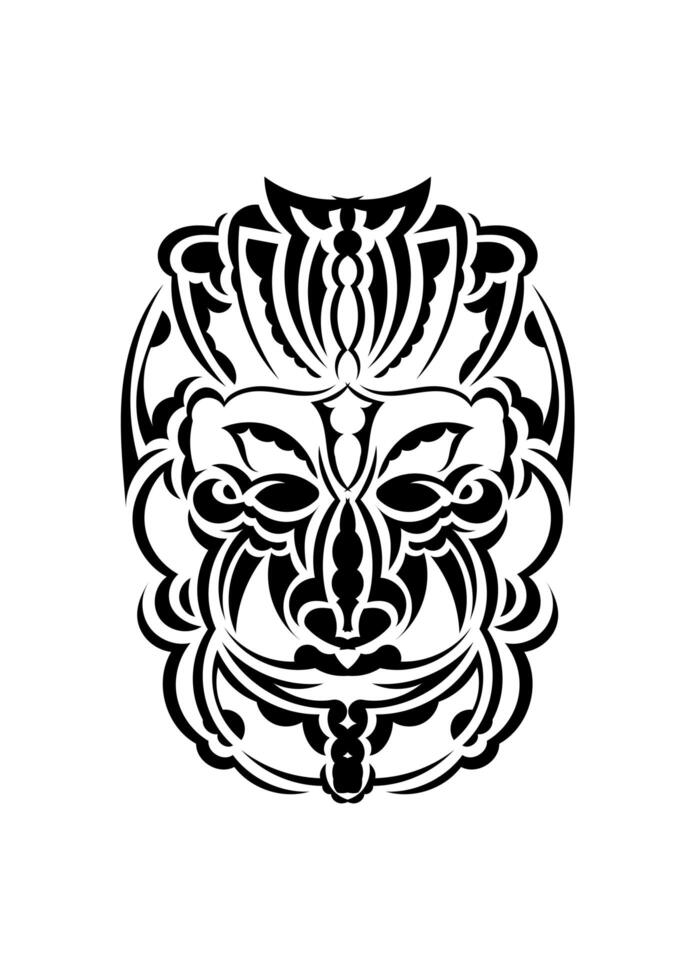 Tribal mask. Monochrome ethnic patterns. Black tattoo in Maori style. Isolated. Vector. vector