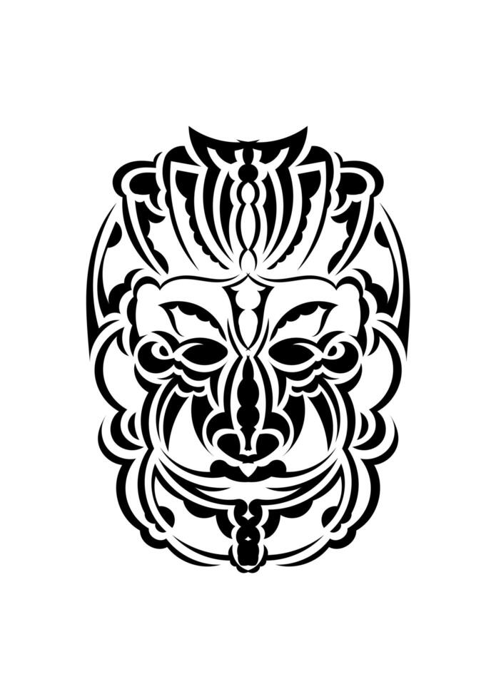 Tribal mask. Monochrome ethnic patterns. Black tattoo in Maori style. Isolated. Vector. vector