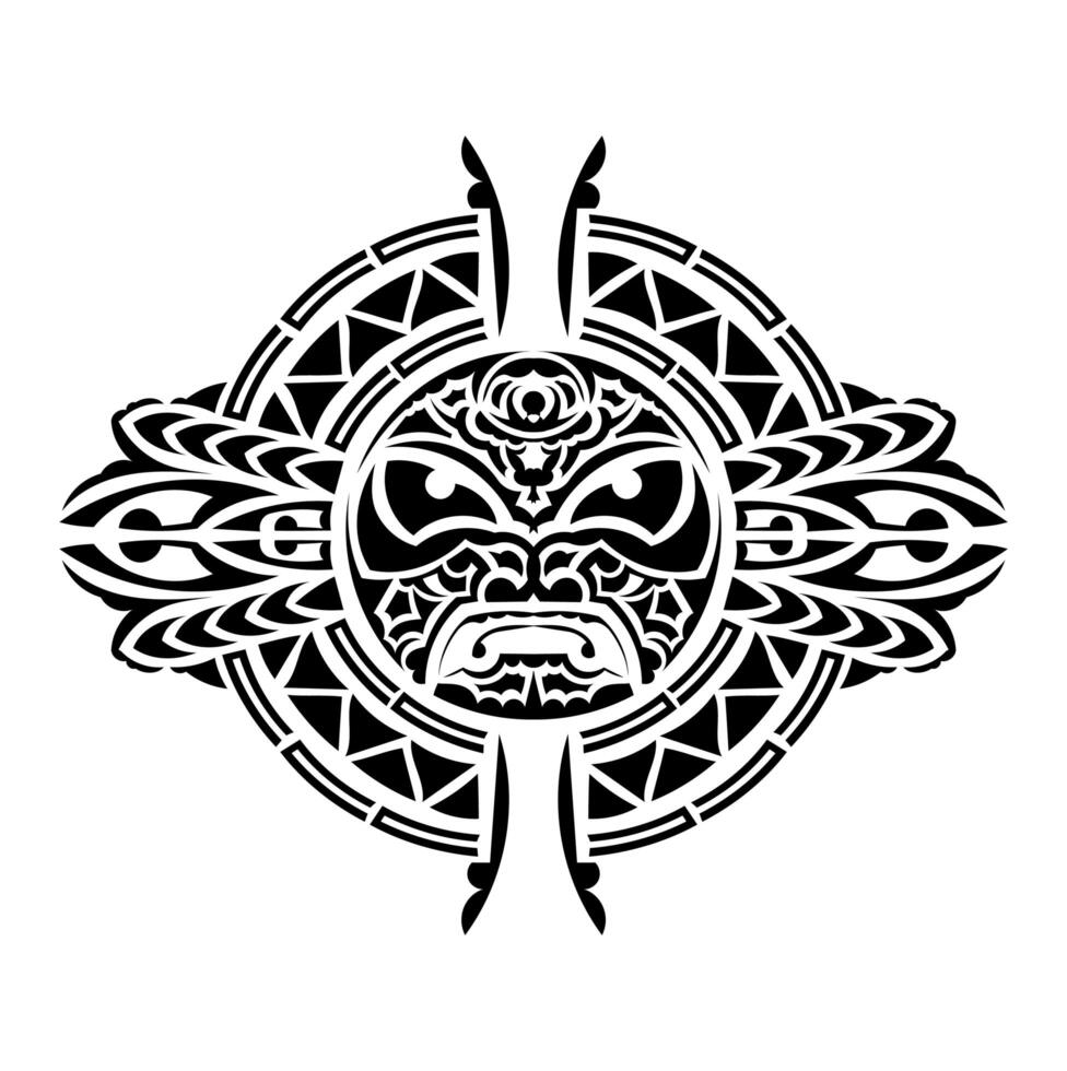Tribal mask. Traditional totem symbol. Black tattoo in the style of the ancient tribes. vector