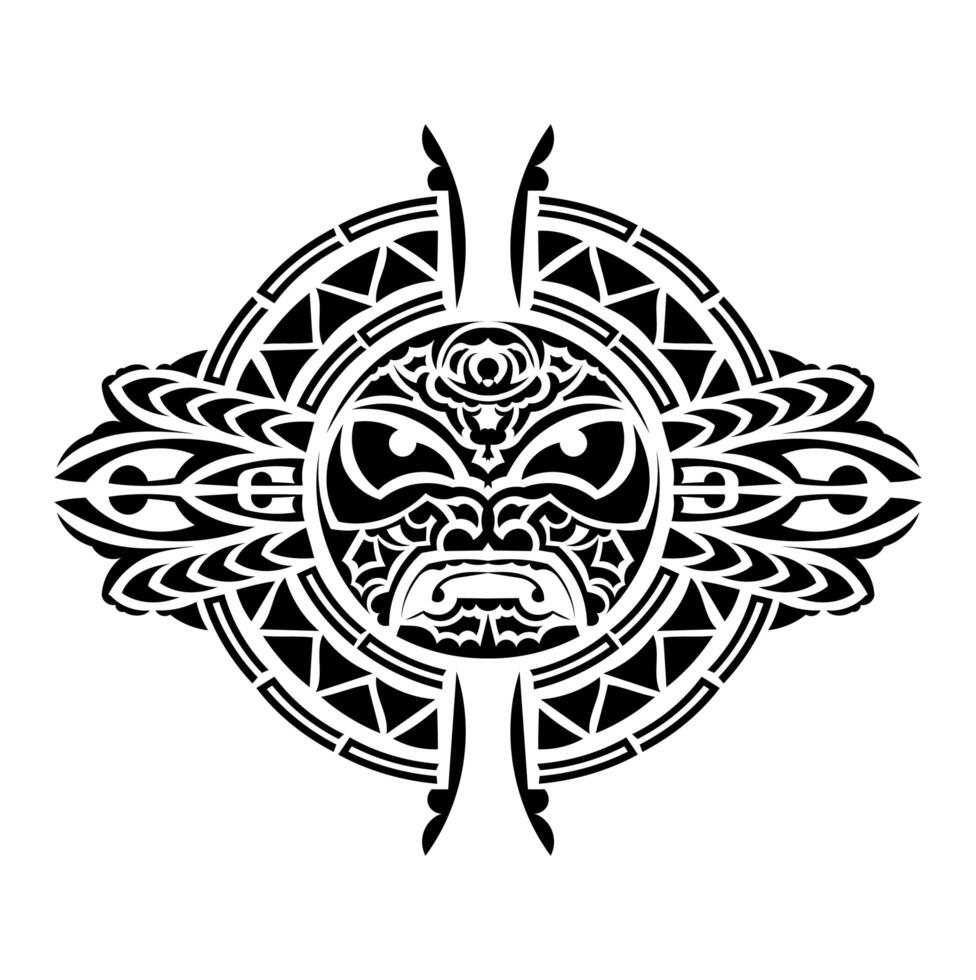 Tribal mask. Traditional totem symbol. Black tattoo in the style of the ancient tribes. vector