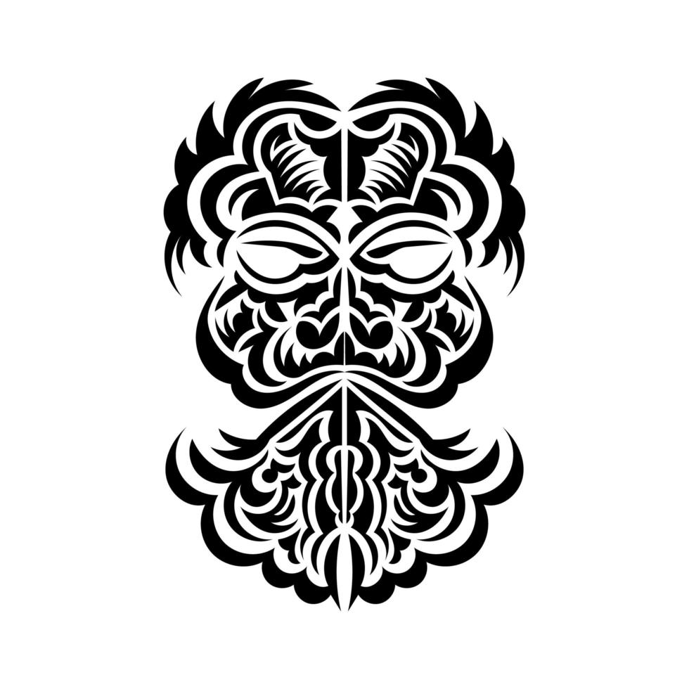 diseño de máscara tiki. patrón de decoración tradicional de polinesia y hawaii. aislado. boceto de tatuaje vector. vector
