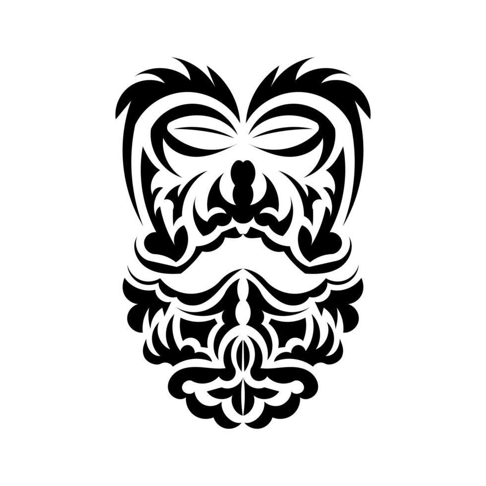 Tiki mask design. Native Polynesians and Hawaiians tiki illustration in black and white. Isolated. Ready tattoo template. Vector. vector