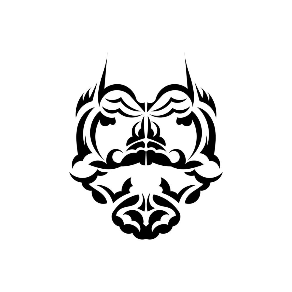 diseño de máscara tiki. polinesios nativos y hawaianos ilustración tiki en blanco y negro. aislado sobre fondo blanco. boceto de tatuaje vector. vector