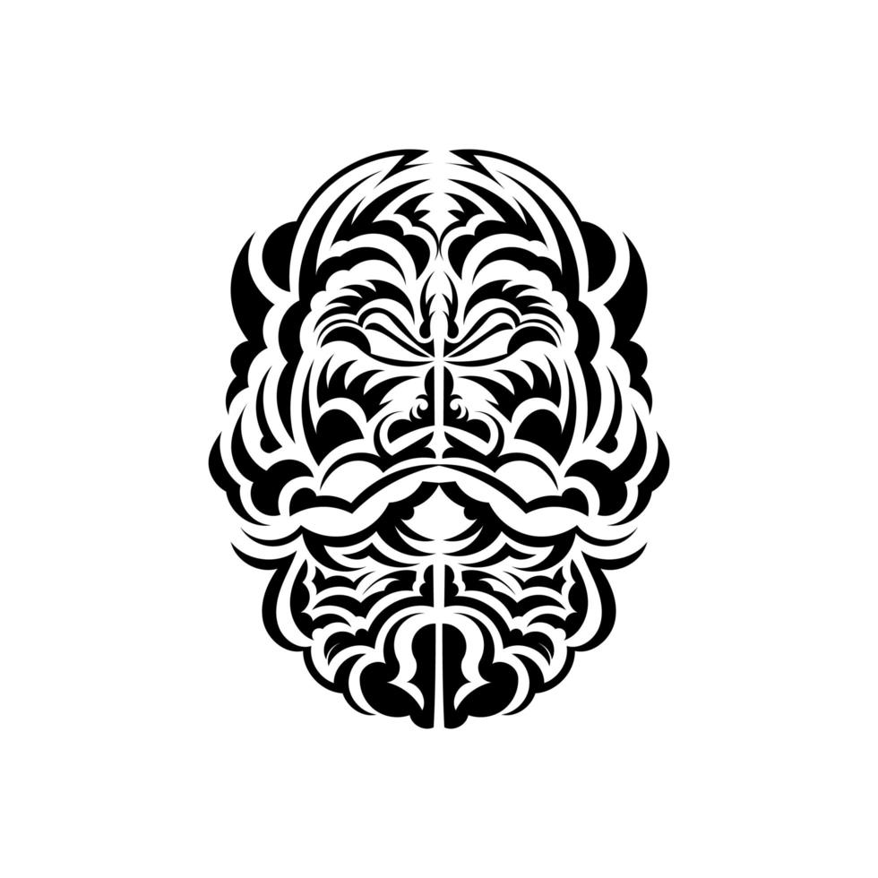 Tiki mask design. Frightening masks in the local ornament of Polynesia. Isolated. Ready tattoo template. Vector illustration.